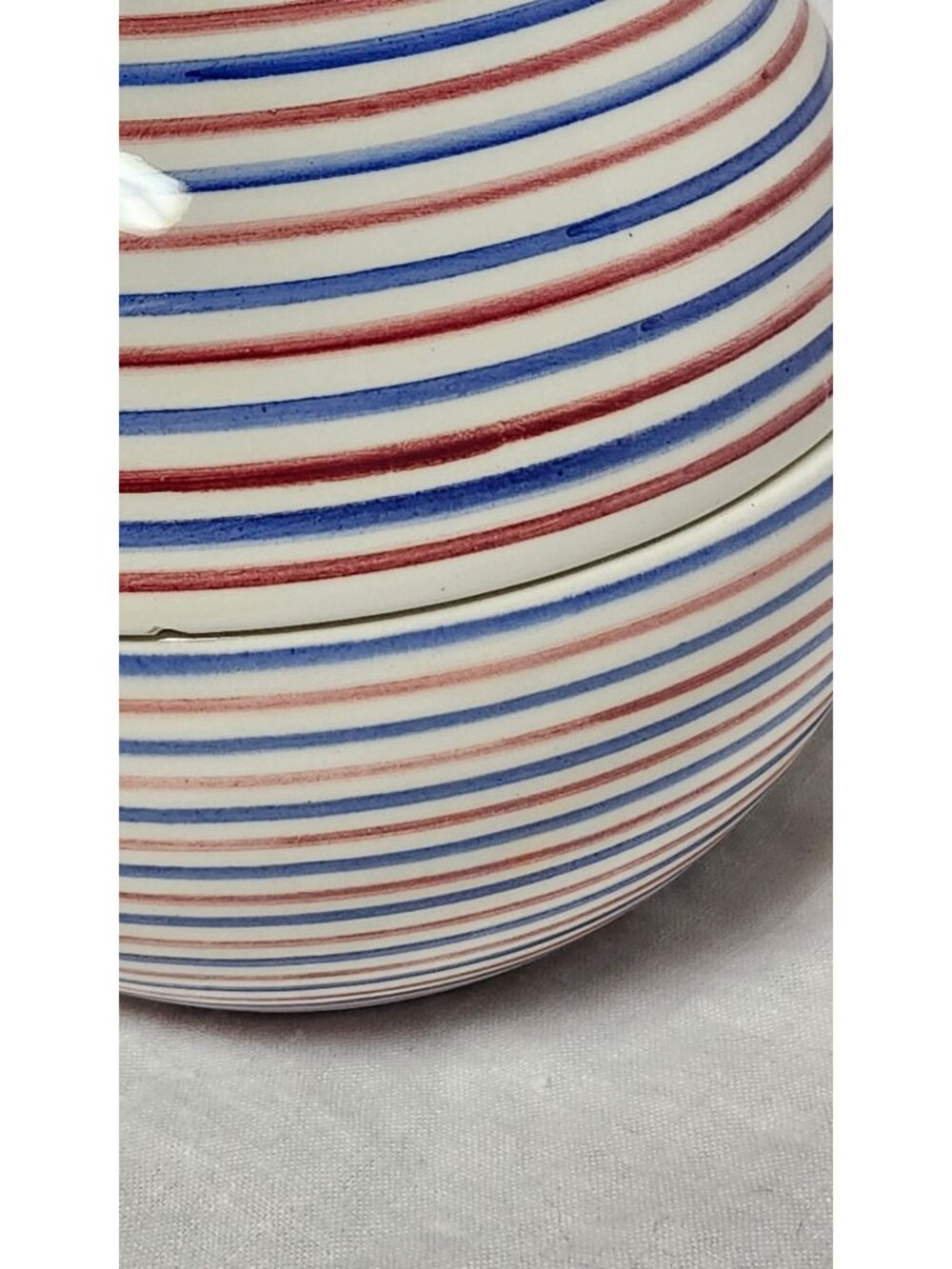Vintage MCM Raymor Bitossi Ceramic Sphere Lidded Orb Red White Blue - Picture 8 of 9